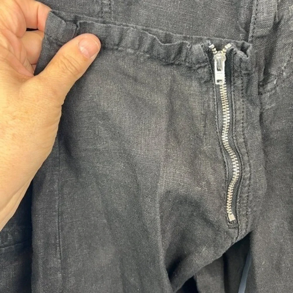 WRAP London Black‎ Linen Cargo Trousers SZ 10 Lagenlook Summer Vacation